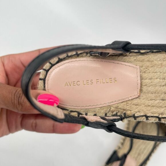 Avec Les Filles Women’s Black Genevie Open Toe Slingback Espadrille Sandals Sz 9 - Picture 7 of 14